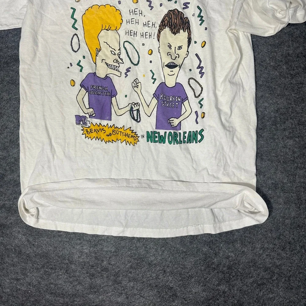 Rare Vintage‎ 90s Beavis and ButtHead French Quarter Bourbon T Shirt Large